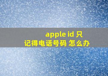 apple id 只记得电话号码 怎么办